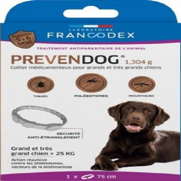 Collier prevendog antiparasitaire grand et très grand chien >25kgs