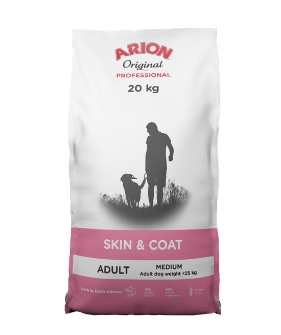 Packshot_Arion Professional_6172_SKINN & COAT Salmon All Breeds 20kg Arion Original - ADULT Medium SKIN & COAT Salmon